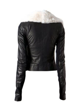 Short waist slim fit faux fur shearling leather jacket women