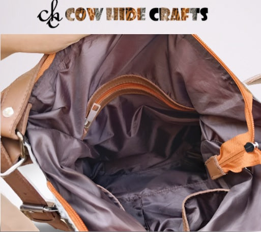 Spacious and durable cowhide leather rucksack