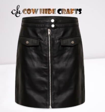 Custom made slim fit maxi leather skirt with zipper detail