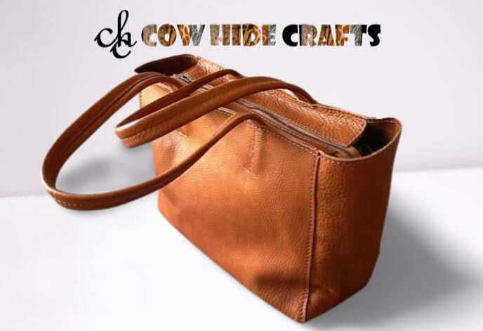 Tan brown leather bag dual handles