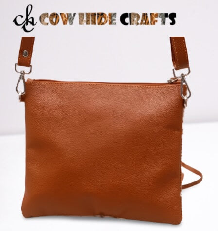 Tan cowhide fringe purse adjustable detachable strap
