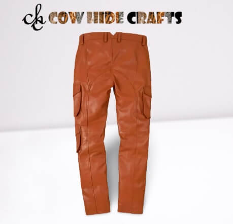 Tan leather cargo trouser full length