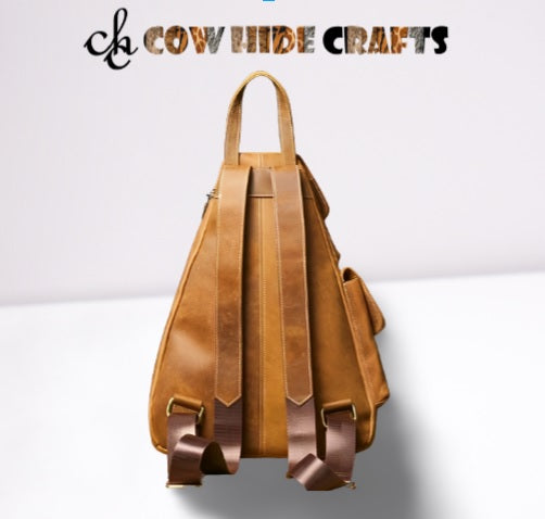 Comfortable leather cross shoulder style knapsack