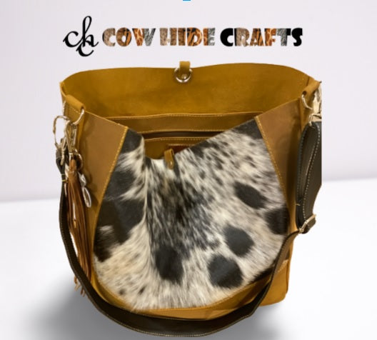 Vintage Leather Shoulder Bag - Rustic Leather Cowhide Handbag Women