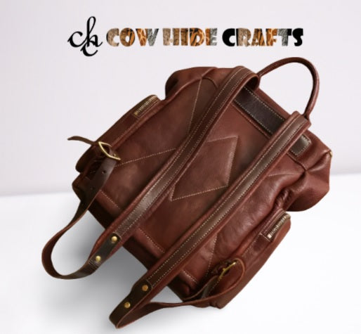 Brown Vintage leather camping backpack