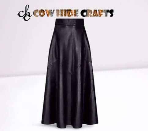 Elegant black leather long skirt for wedding season and bridesmaids