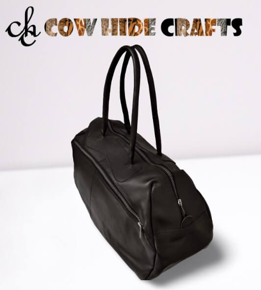 wide zipper modern leather duffle