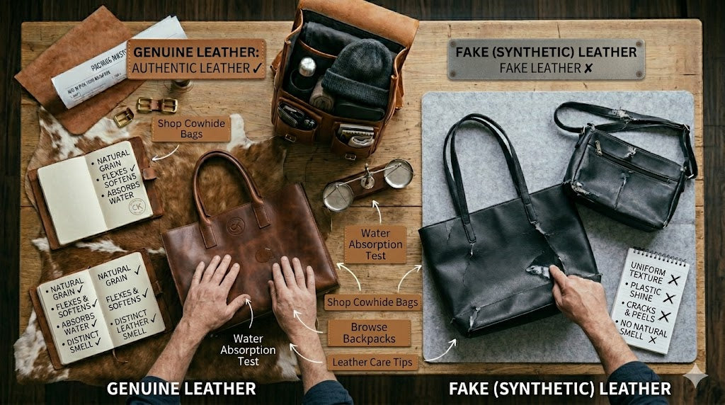 Identify fake leather vs real leather