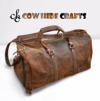 Shoe compartment vintage leather duffle