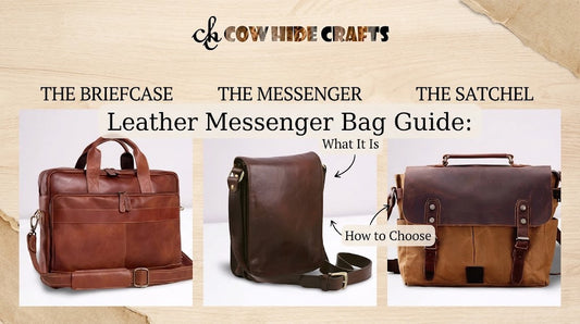 Brown leather messenger bag with flap closure and adjustable cross-body strap