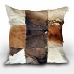 Genuine brown and white cowhide leather cushion cover