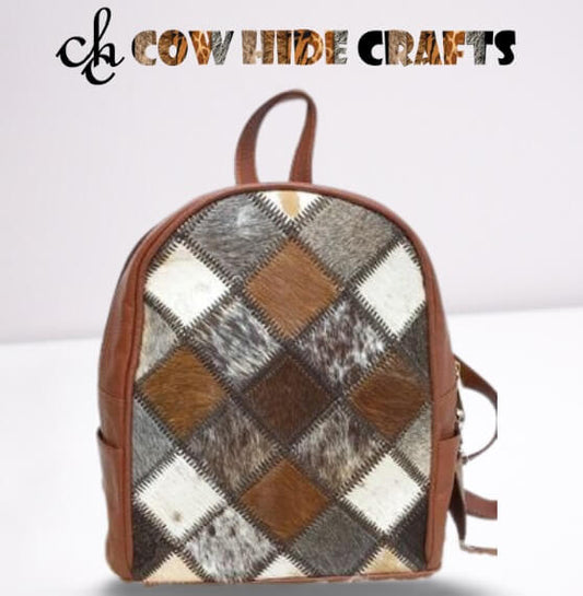 Cowhide Patchwork Mini Backpack image 0