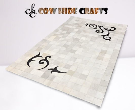 White Patchwork Rectangle Rug image 0