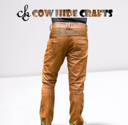 Stripes Details Leather Pant Men