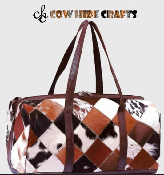 Colorful Patchwork Cowhide Duffle image 0