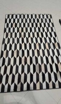 3D patchwork cowhide rug black natural