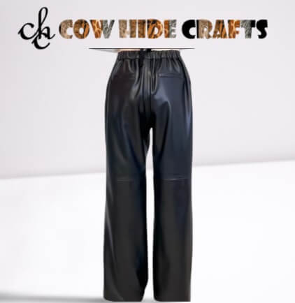 4 outside pocket detail on loose fit leather pants