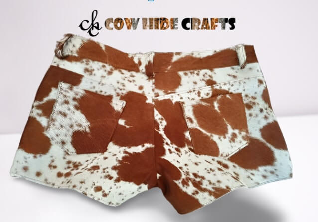 Tan white cowhide shorts with 4 pockets styled western