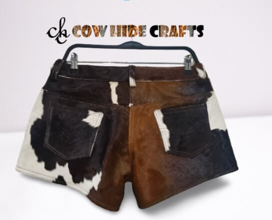 Women's 4 pocket tricolor cowhide shorts styled for summer