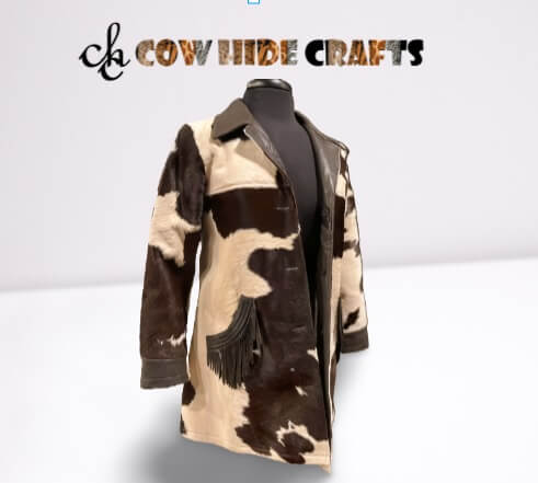 Black & White Cowhide Duffle Long Overcoat.