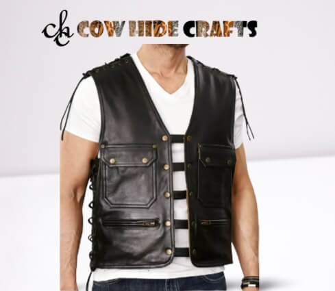 Black Sheepskin Hunting Riding Vest