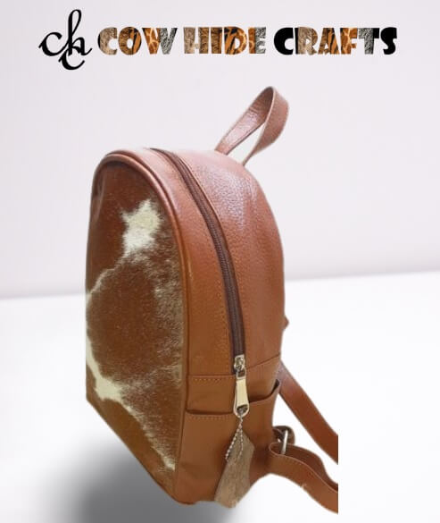 Brown Cowhide Small Backpack image 1