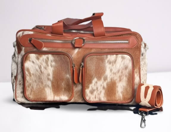 Infant nappy changing portable leather station.