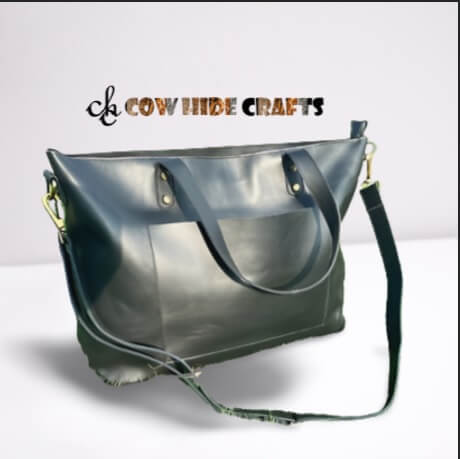 Zipper Closure Leather Tote Purse 