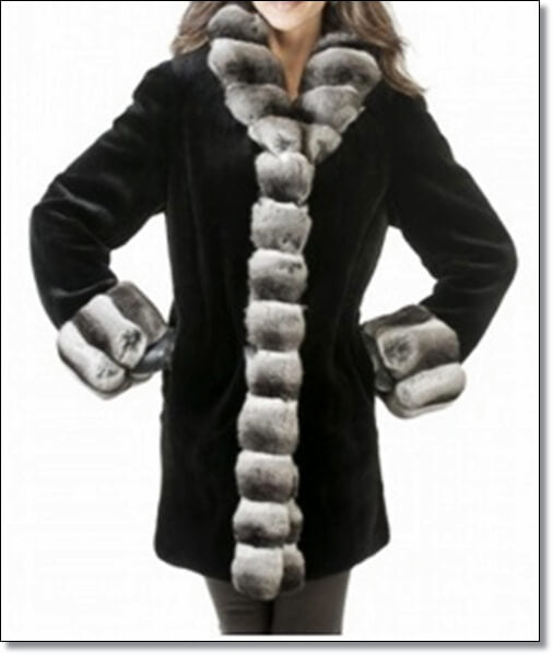 Mink coat with fox border.