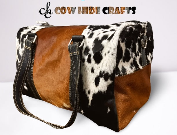 Compact cowhide leather duffle bag for solo travel