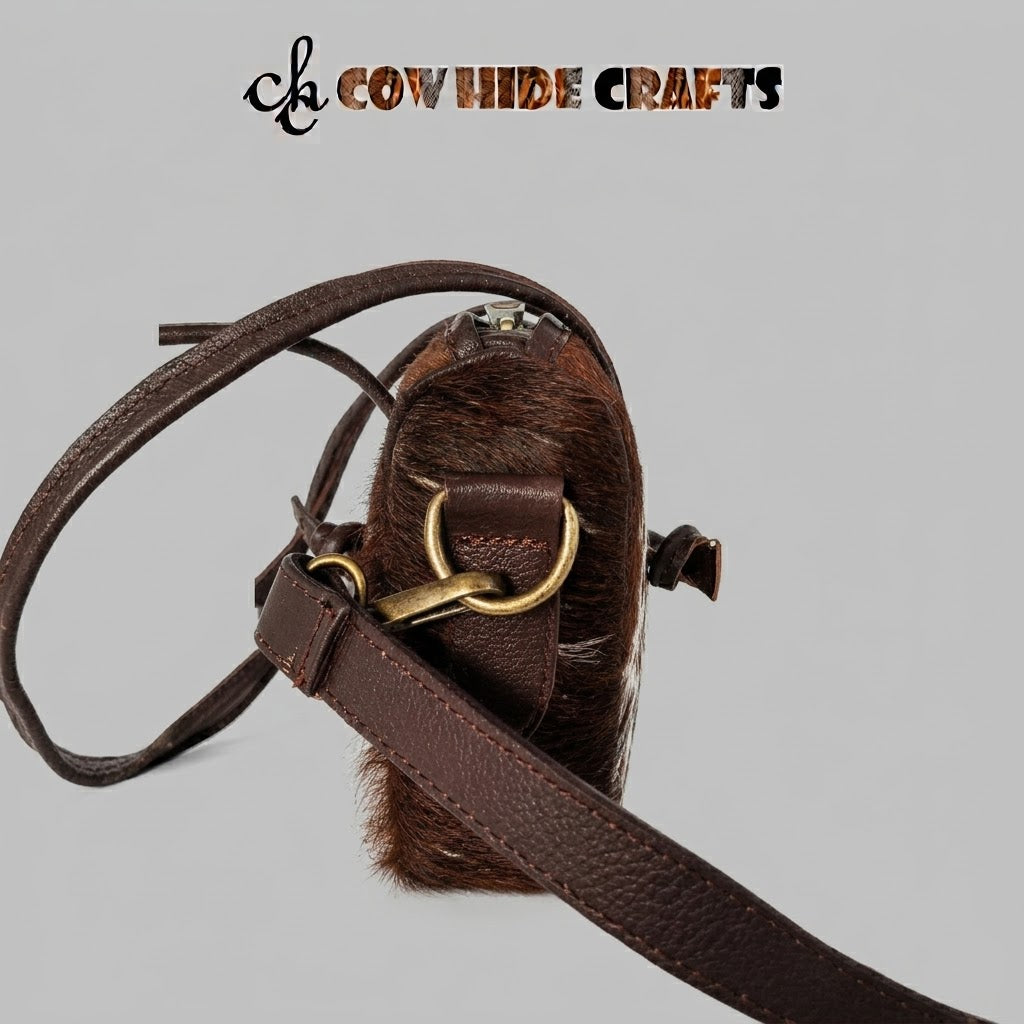 Convertible cowhide bag with adjustable leather crossbody strap
