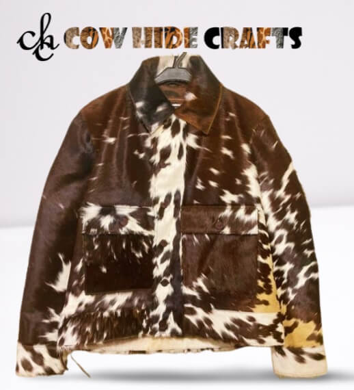 Brown and white cowhide aviation jacket