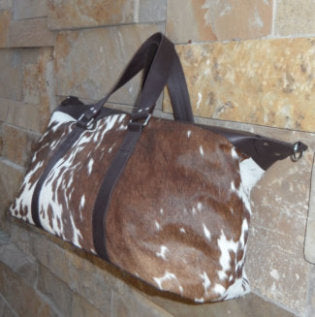 Cowhide travel duffle bag leather handles