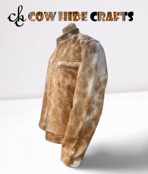 Cowhide jacket with snap collar