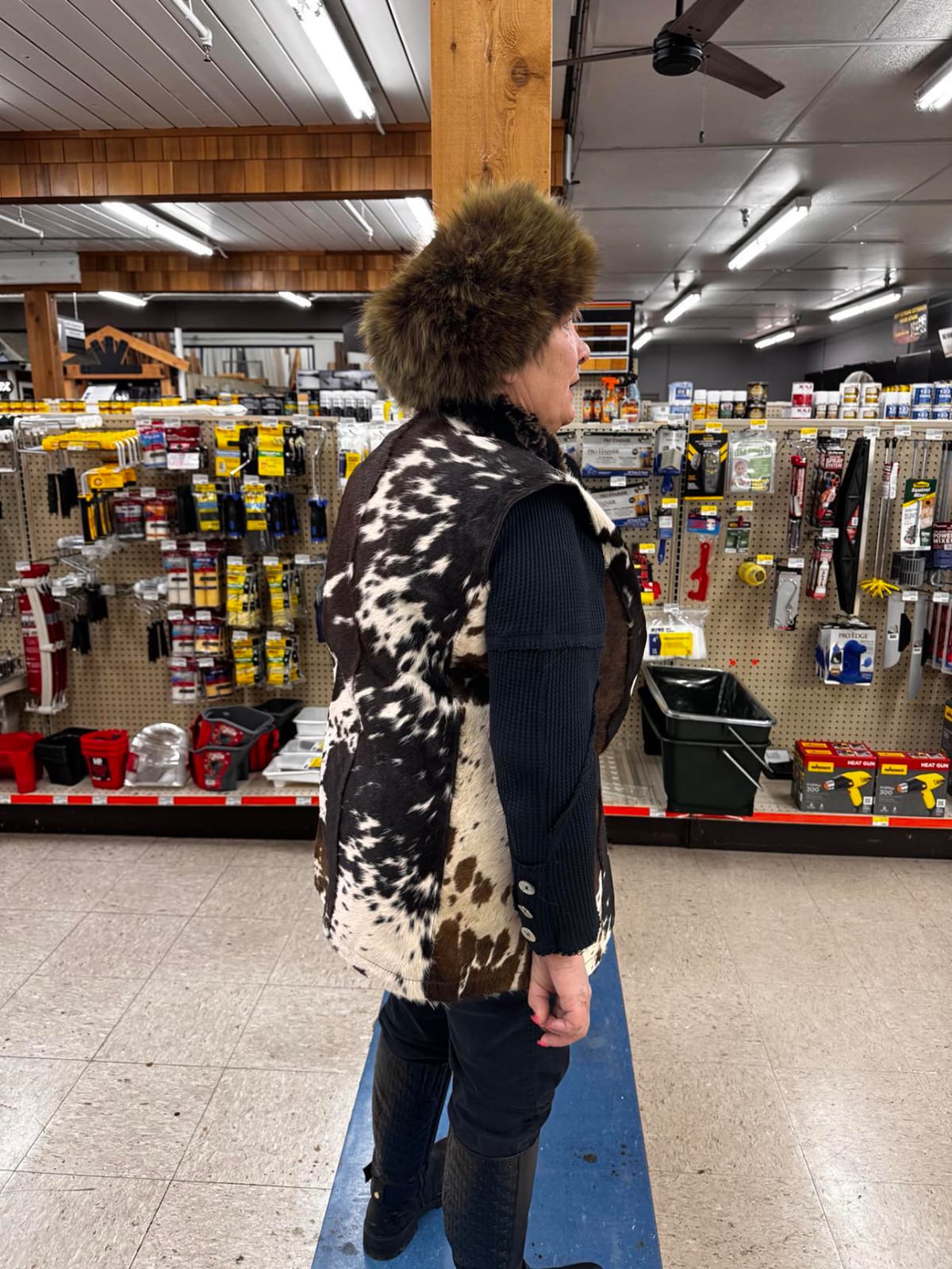 Rodeo hair on fur ladies sleeveless jackets