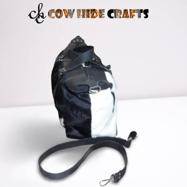 Elegant black and white cowhide duffle bag