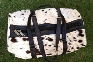 Cowhide gym sessions couple bag with long strap