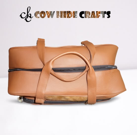 Cowhide rectangular travel luggage bag