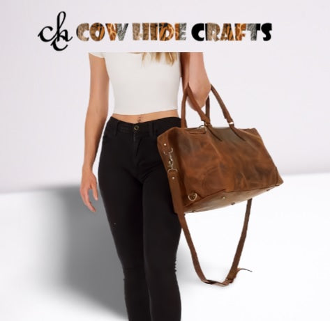 Retro dirty leather vintage duffle bag