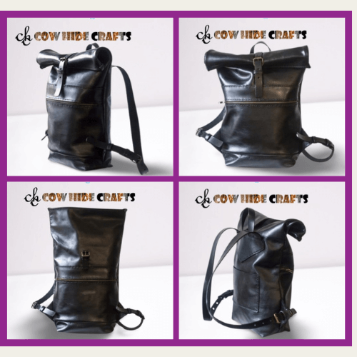 black leather roll top backpack wholesale