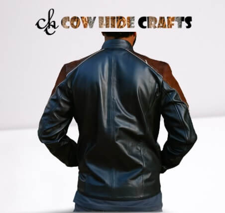 Rustic brown cowhide jacket for men