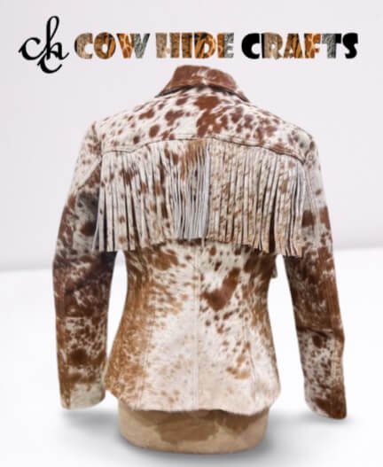 cowhide jacket with short fringes