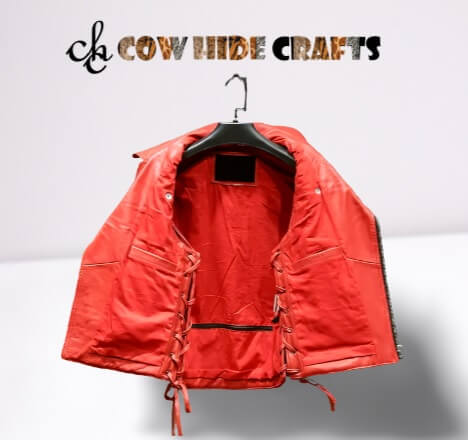 Leather Renaissance Vest In Red Color.