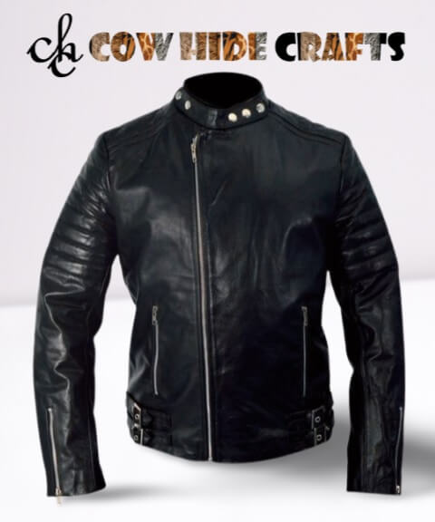 Ajax Deadpool inspired black leather jacket