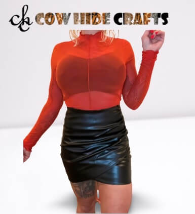 Asymmetrical napa leather skirt with scrunch booty detail