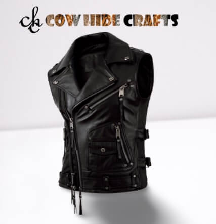 asymmetrical zipper leather vest 