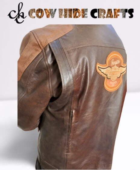 Back vent detail on brown Harley Davidson inspired bomber