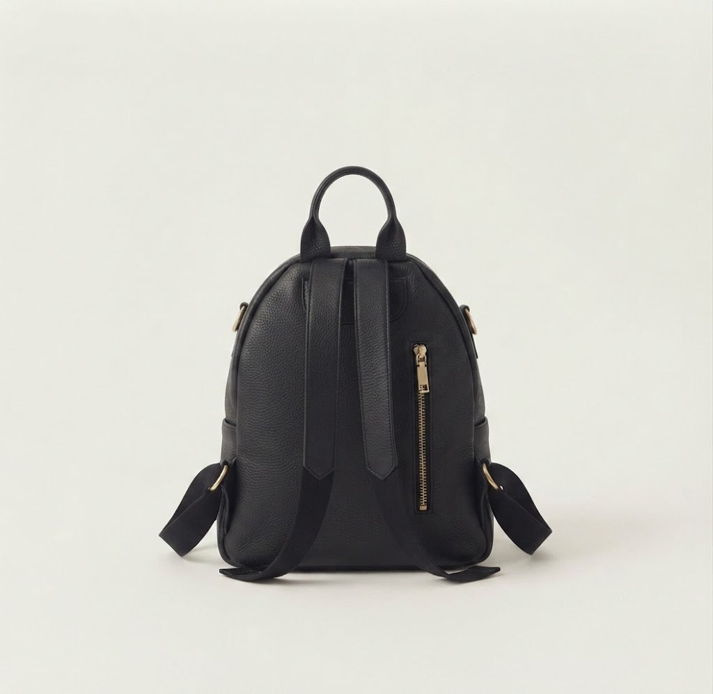 Back zip pocket with dual backpack straps mini leather backpack