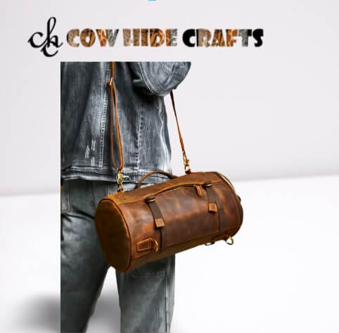 Barrel style leather bag 