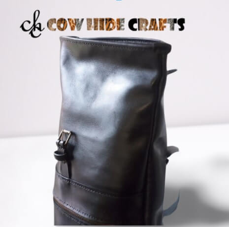 Black Rollup Leather Backpack image 3